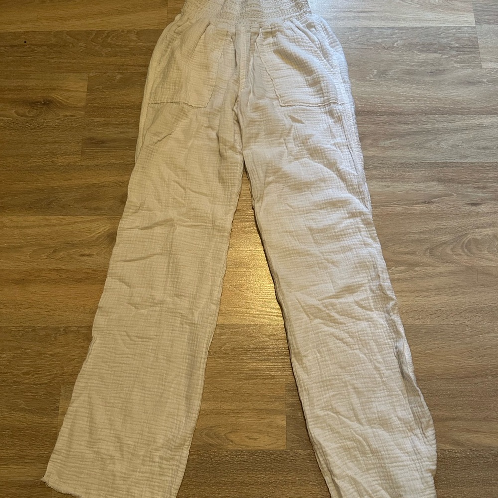 Sincerely Jules Textured Cotton Pants in Cream